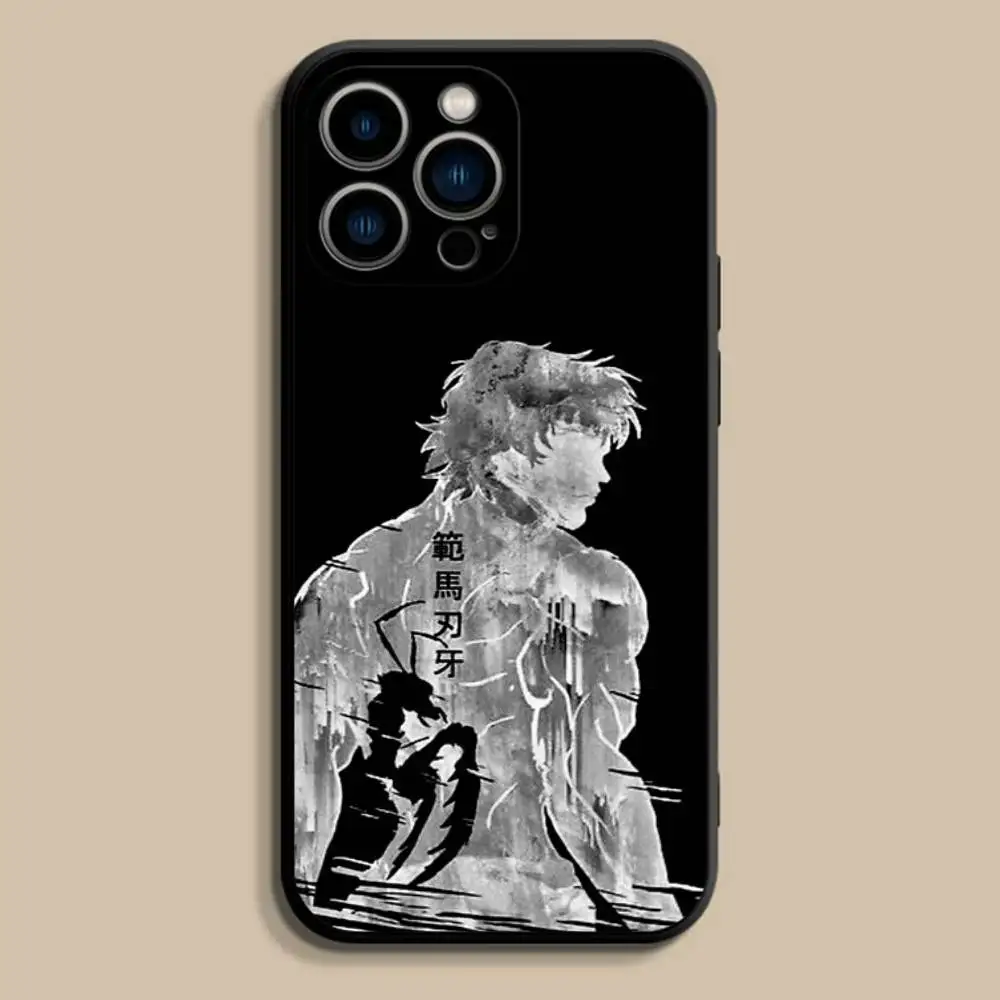 Anime B-Baki Coole Handyhülle für iPhone 17,16,15,14,13,12,Pro,Max,Plus,E,SE4,Air,Mini Schwarz Soft Cover