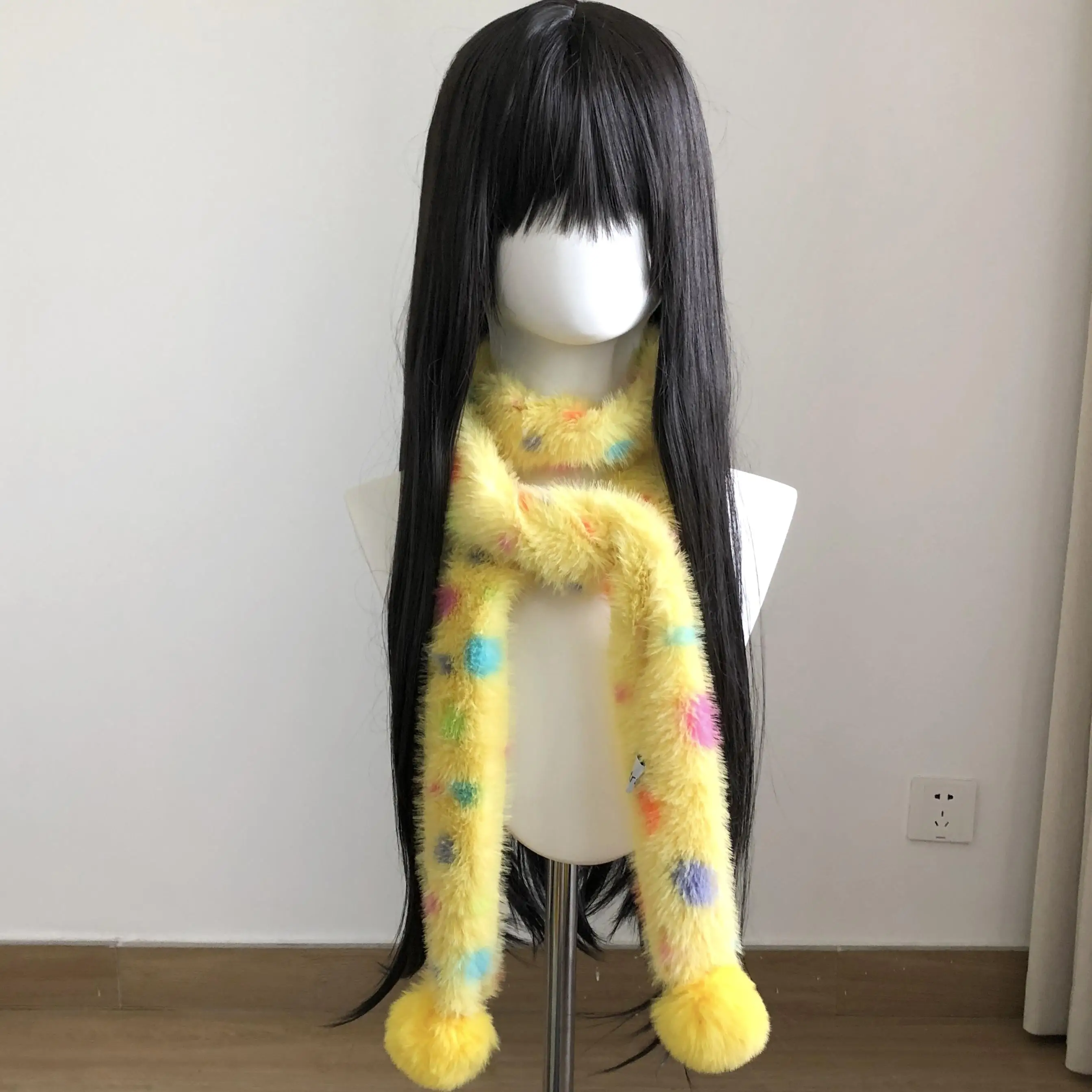 لطيف البولكا نقطة أفخم Y2K شعري وشاح شووا الرجعية Ins نمط كاندي الألوان وشاح ناعم الشتاء ملابس قطنية سترة اكسسوارات