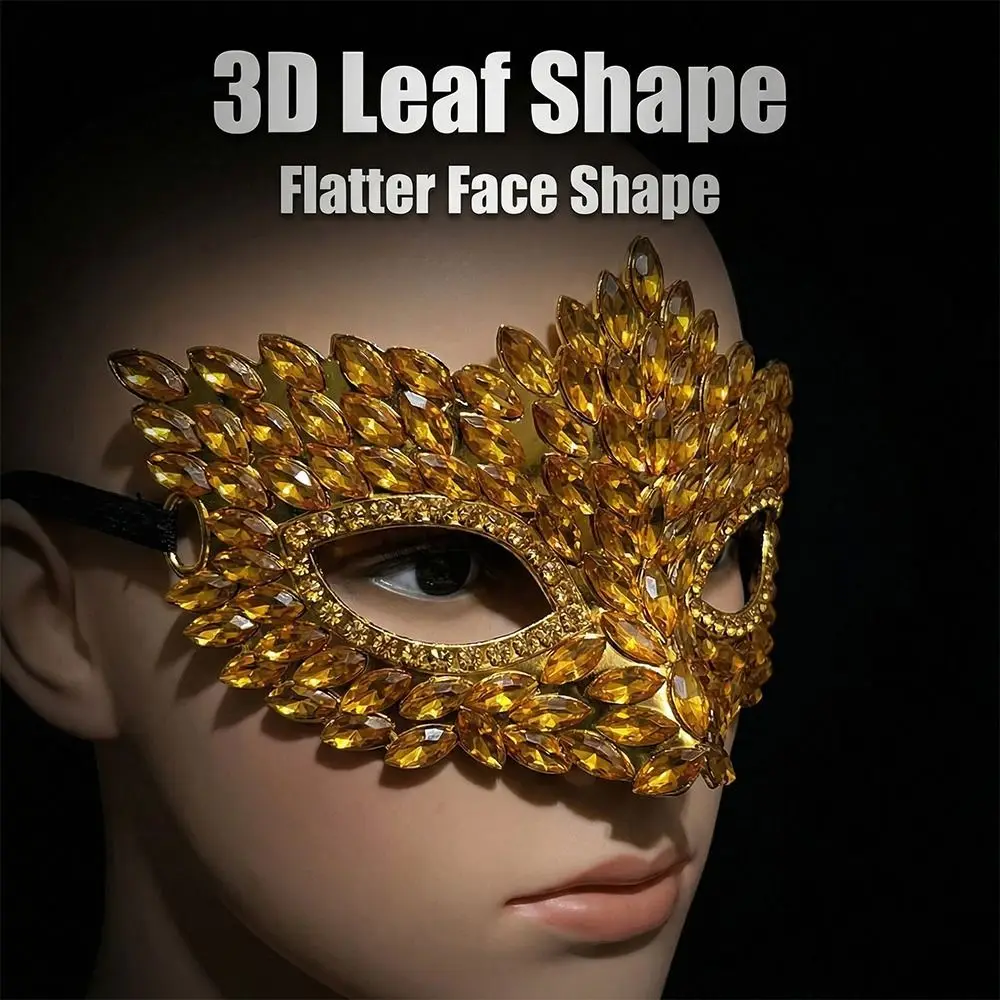 Shiny Acrylic Crystal Half Face Mask Full Jewelry Fashion Sexy Masquerade Mask Manual Masquerade Luxury Design Rave Mask