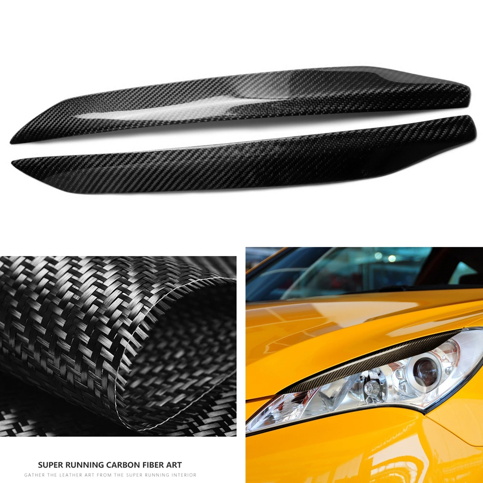 2 Pieces Front Head Light Trim Sticker Eyelid Headlight Cover Headlamp Eyebrow For Hyundai Genesis Coupe 2009-2011