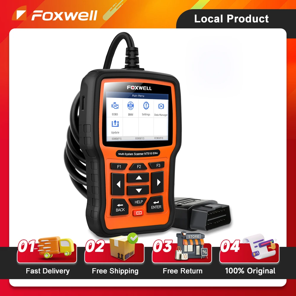 

FOXWELL NT510 Elite OBD2 Scanner All System Scan Code Reader Active Test ECU Coding OBD OBD2 Car Diagnostic Tool Free Update