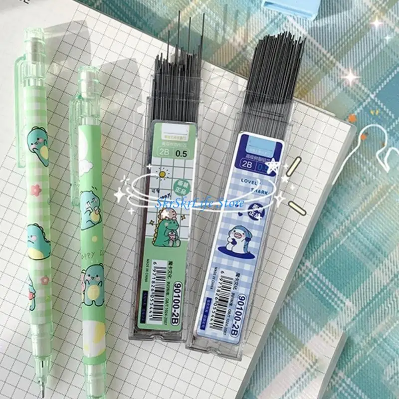 

E65E 4Pcs Cartoon Mechanical Pencil and 0.5mm Refills Set for Drafting Drawing