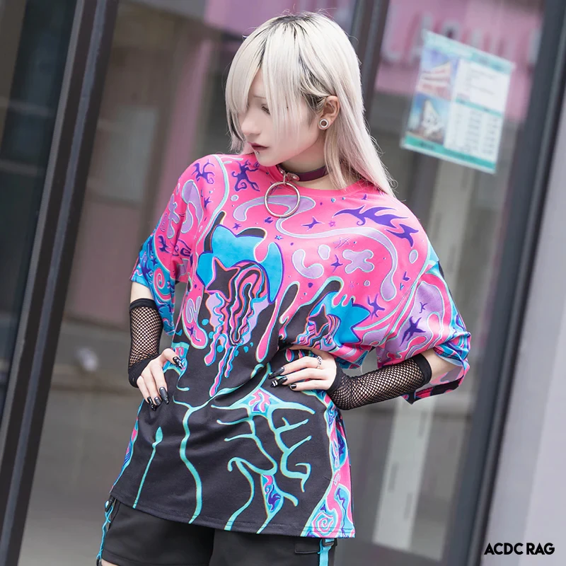 2026 New  Abstract Print Quick Dry T Shirt Men Women Neon Pink Blue Swirl Graphic Tee Casual Breathable Sport Tops