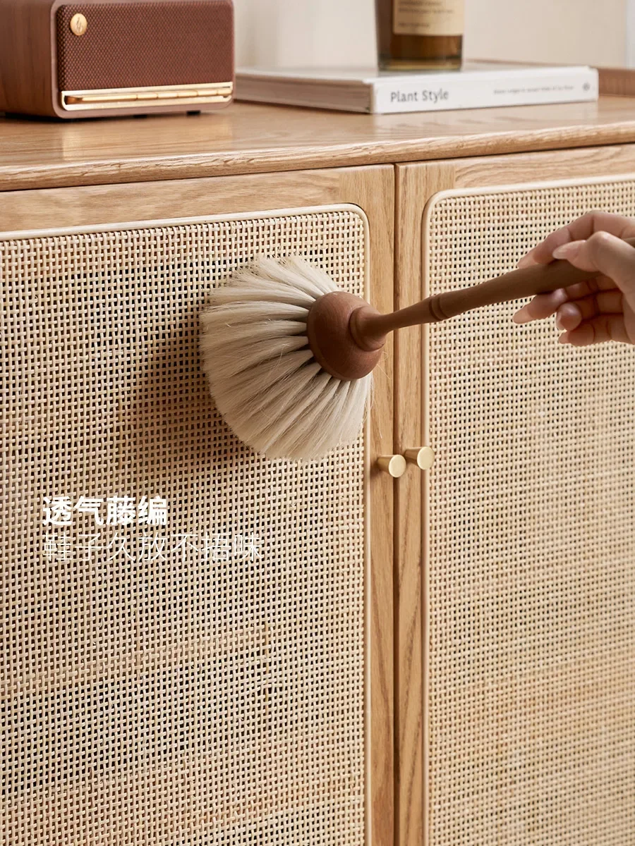 Wooden language solid wood shoe cabinet living room home storage  rack  storage locker rattan entrance cabinet