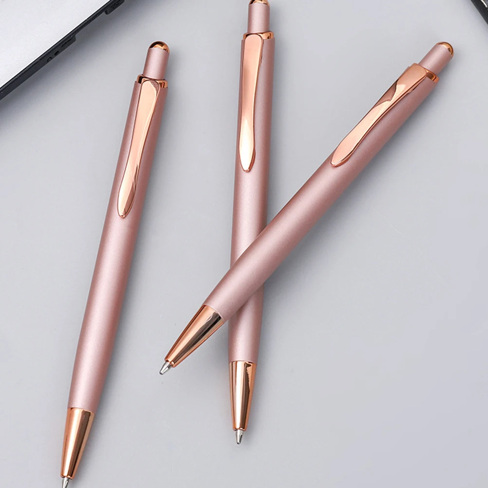 10pcs Rose Gold Ballpoint Pen Aluminum Rod Classic Metal Creative Writing Pens Ergonomic Design Smooth Writing