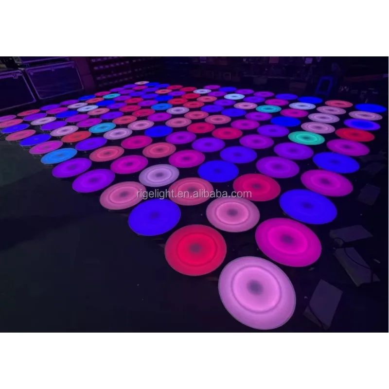 Outdoor IP65 Waterproof RGB Full Color Led Round Sensitive Interactive Dance Floor Tiles