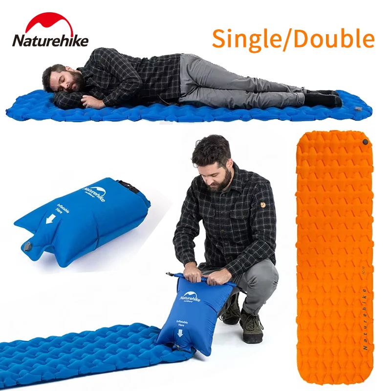 

Naturehike Ultralight Folding Inflatable Camping Mat TPU Nylon Single/Double For Outdoor Hiking Travel Sleeping Pad Portable