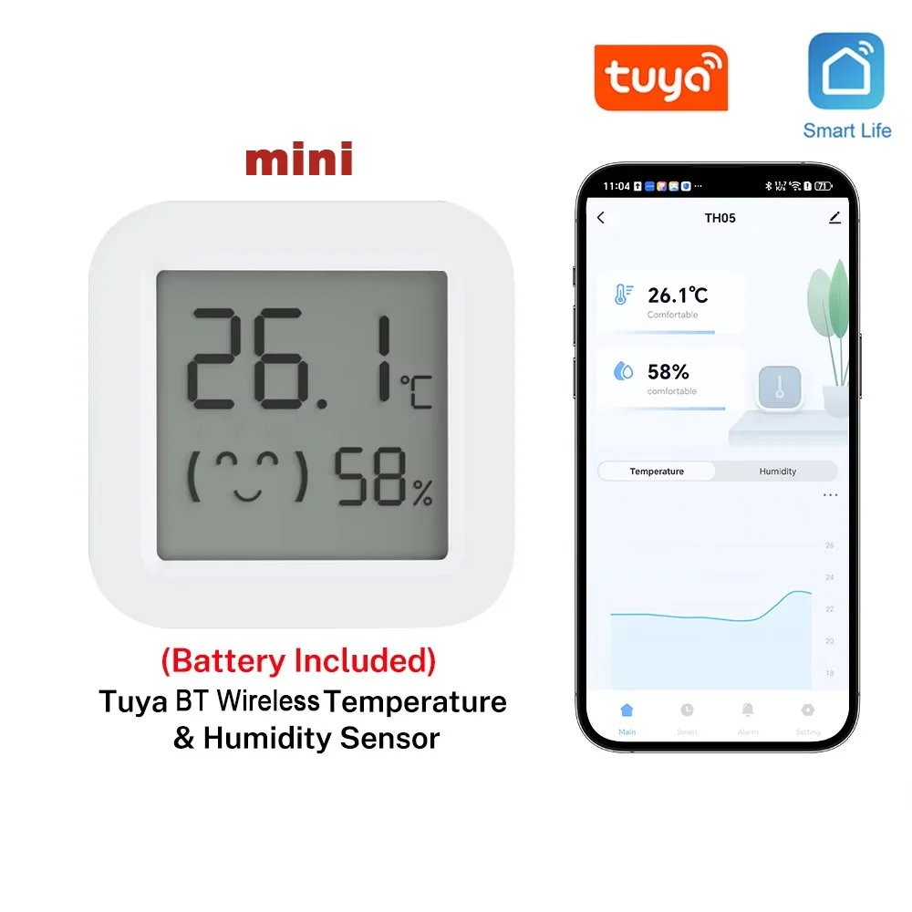 Tuya bluetooth-compatible Temperature Humidity Sensor LCD Thermometer Mini Smart Electric Hygrometer APP Remote Control Home