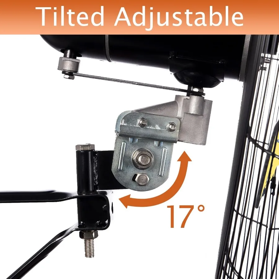 24 Oscillating Wall Fan 8900 CFM High Velocity Industrial Wall Mounted Heavy Duty Shop Fans with 3 Speed Settings 80 Oscillatio