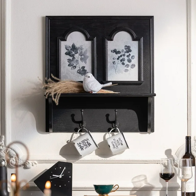 Black solid, wall decoration with hook wall bracket