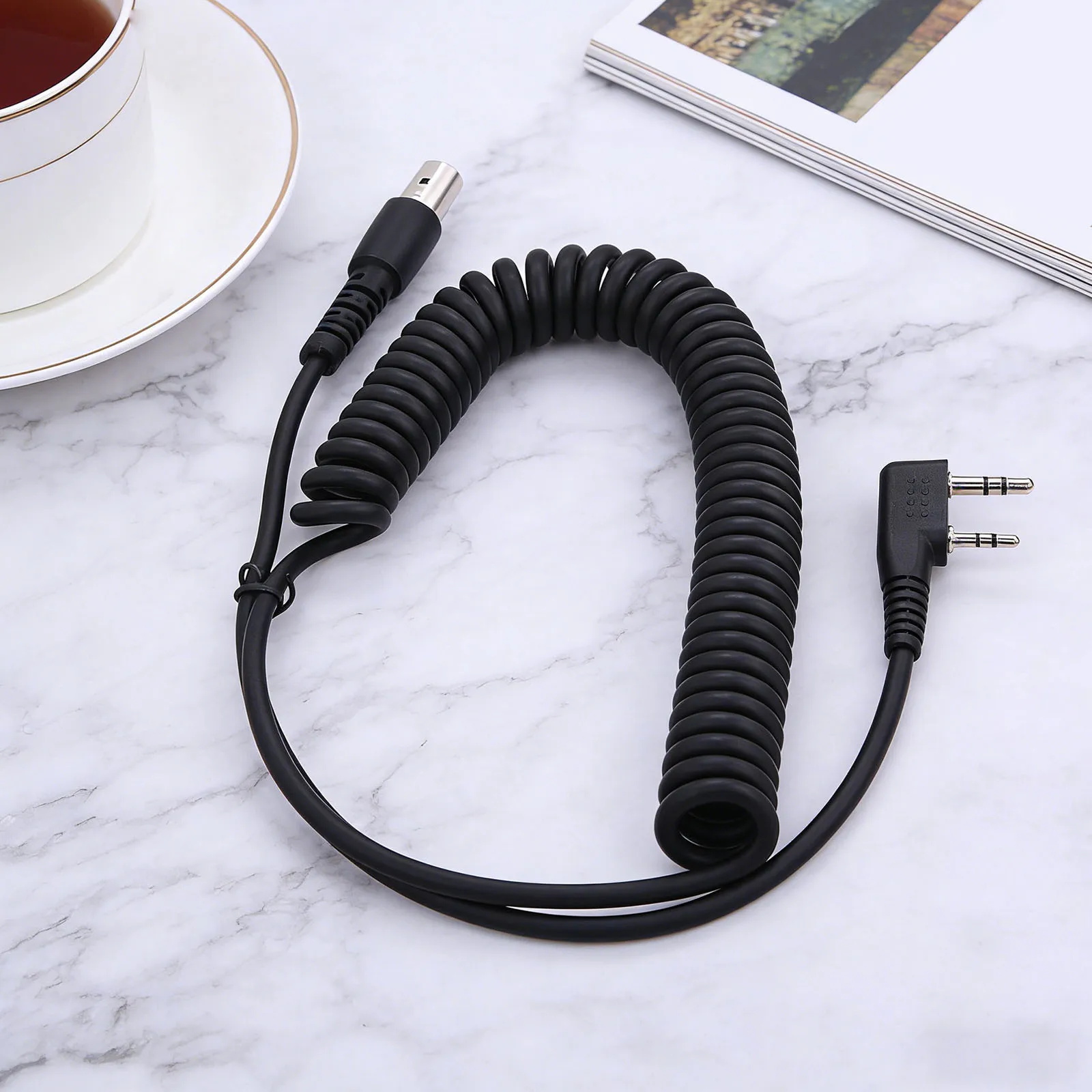 Coiled Headset Cable Rugged Radio Accessories K-Plug PTT Mic Speaker Spring Cable Fit for Kenwood/Baofeng/RH5R/RDH/HYT/Relm