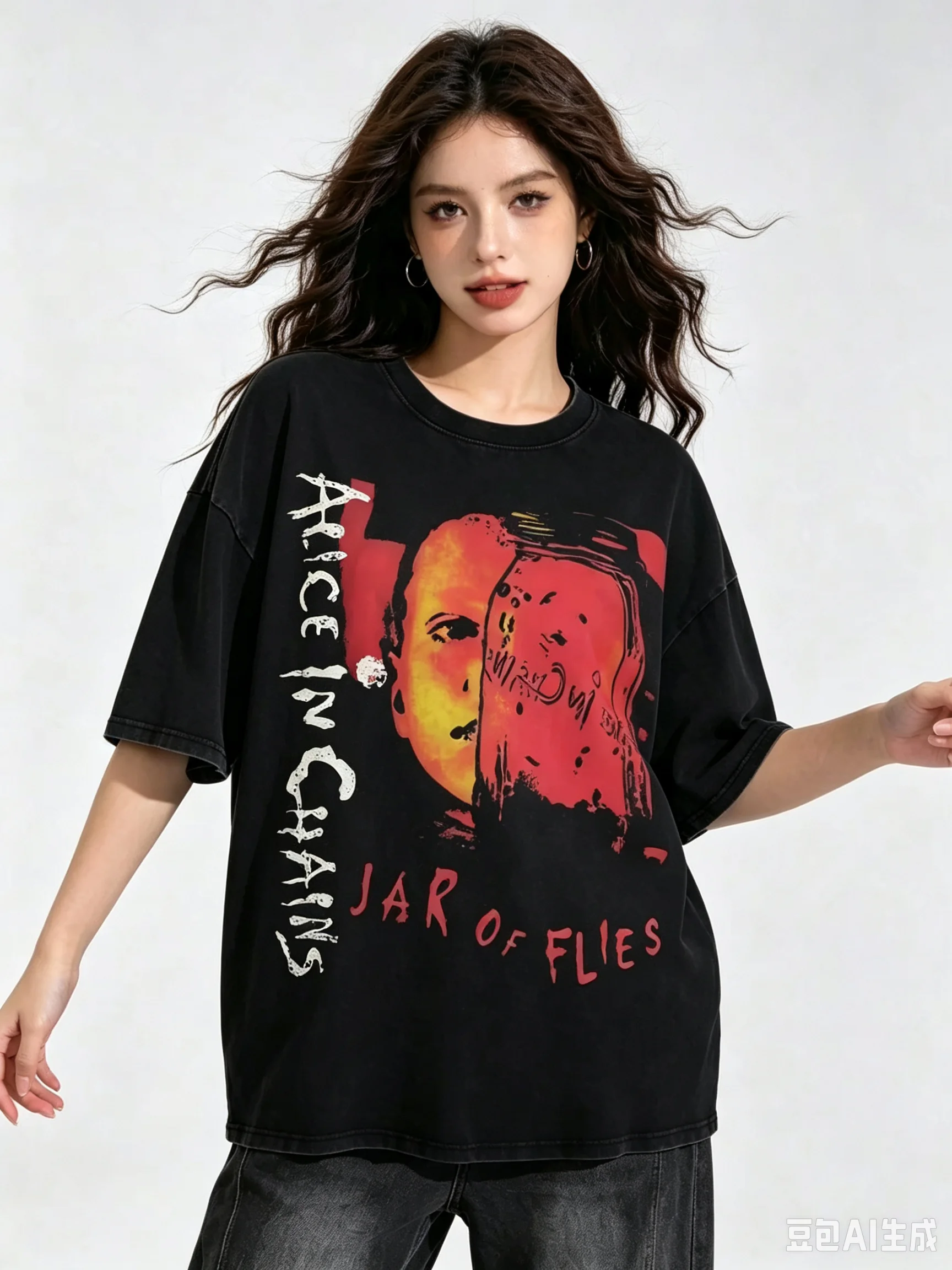 1pc Vintage Washed Alice In Chains Jar Of Flie Cotton T shirt Unisex Men Women Kids Streetwear Casual Vacation Short Sleeve Tops