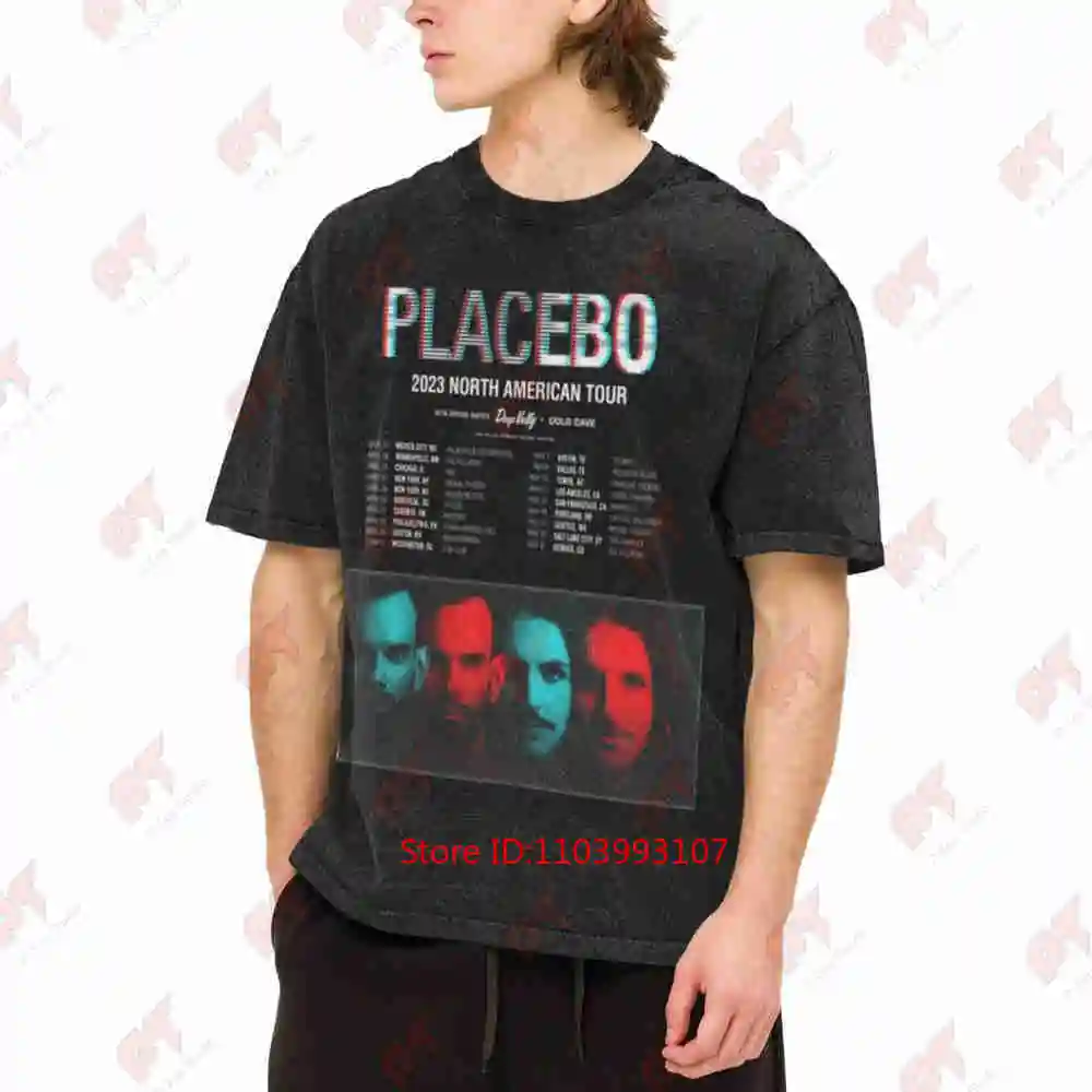 Placebo 2023 North American Tour Breathless Vintage Washed Tee Pure Cotton T-Shirt