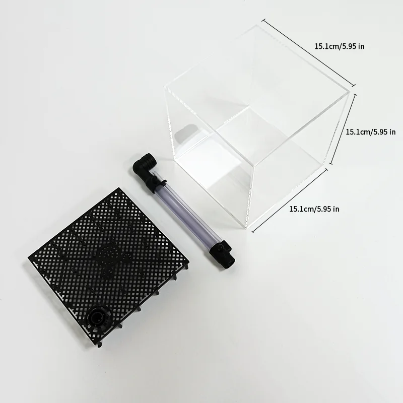 transparent acrylic shrimp fish tank filter system aquarium square UGF box under gravel filter box, water grass breeding box