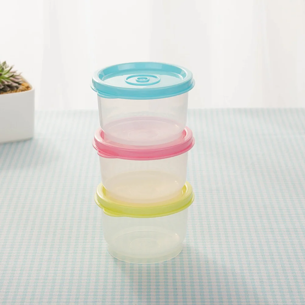 

4pcs Small Lunch Boxes Food Grade Plastic Containers Sealed Lids Stackable Reusable Microwave Safe Transparent Round Bowls