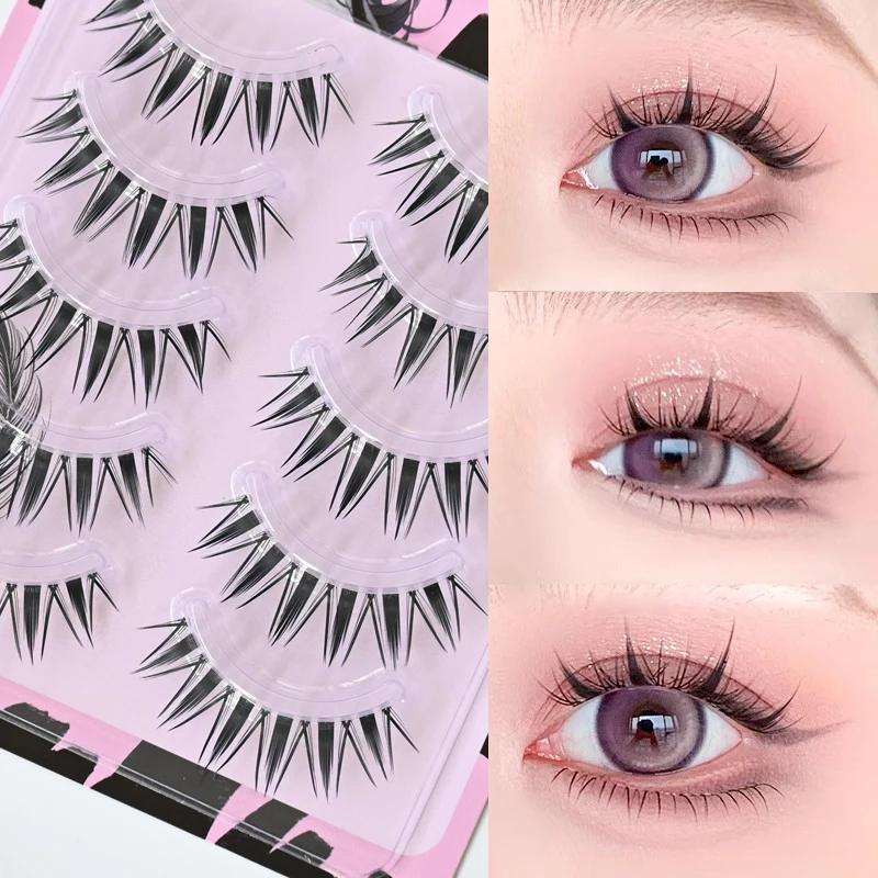 Cílios Postiços Dramáticos com Banda Transparente de 11-13mm, Cílios Estilo Anime, Cílios Postiços Amigáveis para Iniciantes