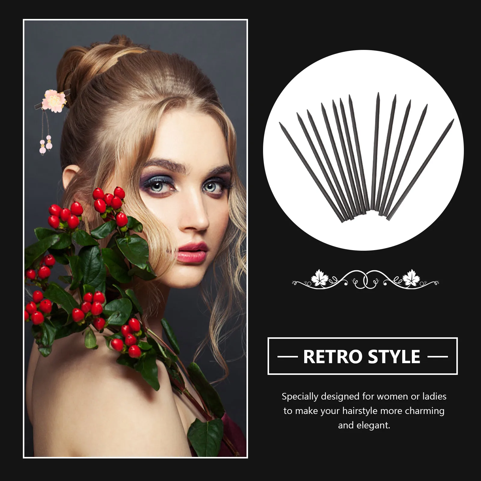 

12pcs Wooden Hairpin Hairsticks Pins for Women Girls Accessories Decorations Durable Traditional Style
