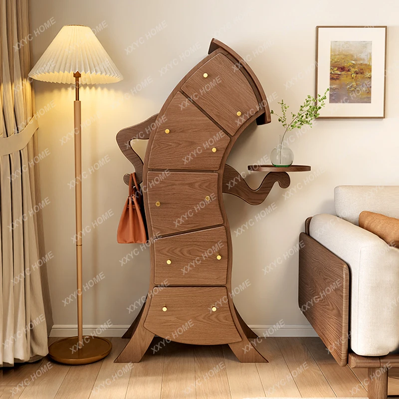 

ML Light luxury style bucket cabinet bedroom personalized waist robot entrance TV side cabinet