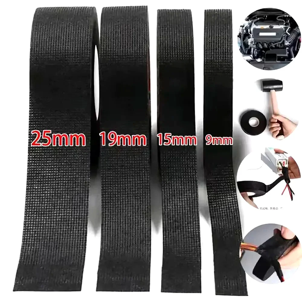 15 Meter Heat-Resistant Flame Retardant Tape Adhesive Cloth Tape For Car Cable Harness Wiring Loom Protection Electrical Tape