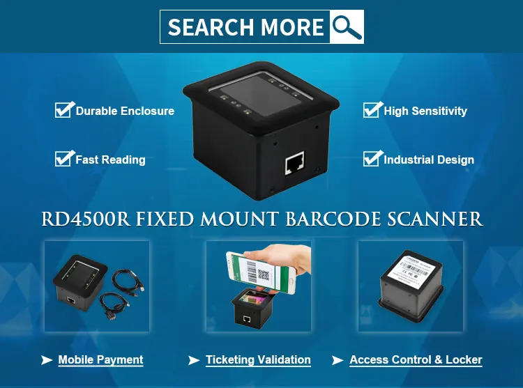 Rkinda RD4500 High Performance OEM Fixed Mount 2D Barcode Scanner CMOS Sensor USB RS232 Wiegand Interface 300 Scans/sec Stock