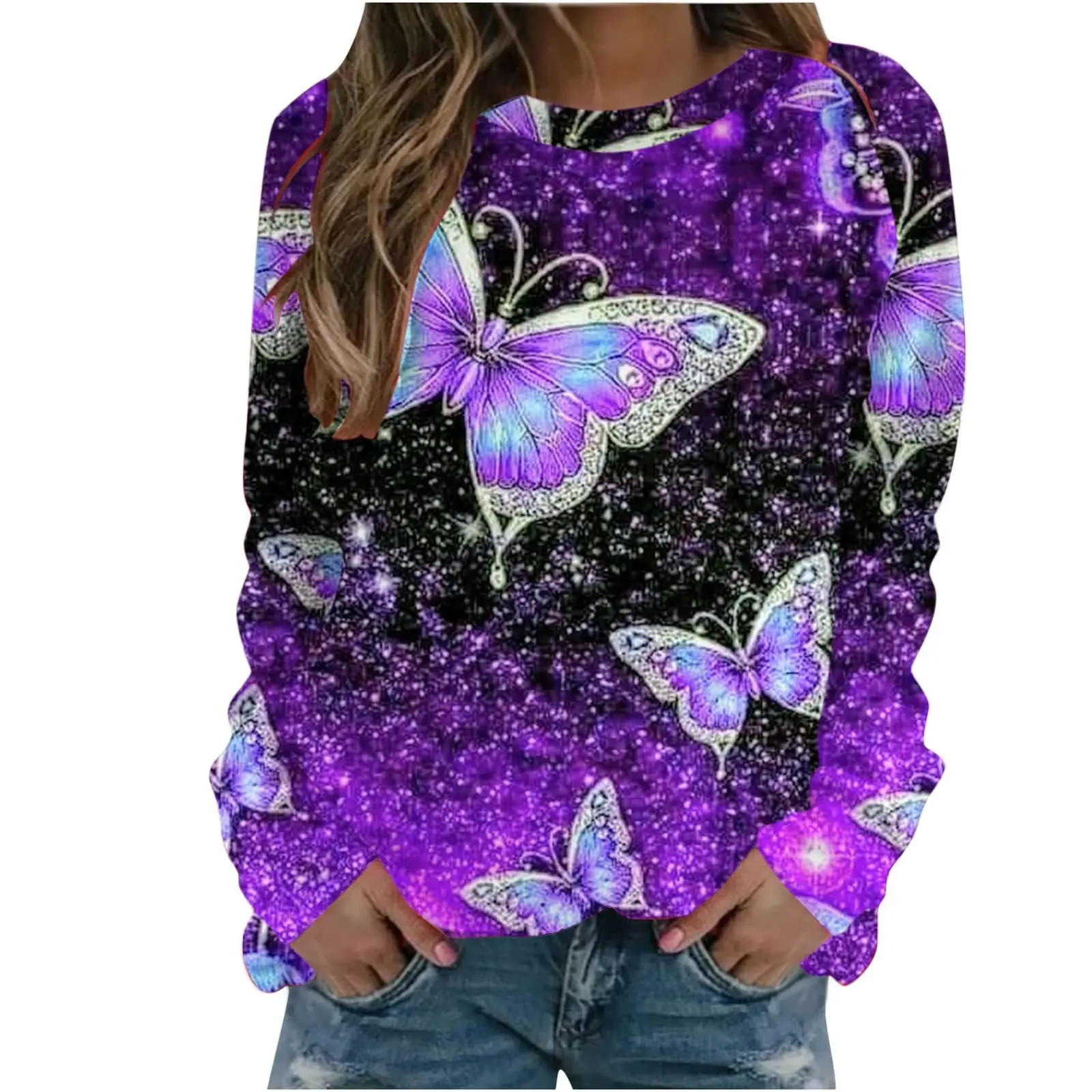 Butterfly Pattern Sweatshirts 3D Print Hoodies Women Long Sleeve Y2k Hoodie Streetwear Oversized Pullovers Tops Woman Clothing