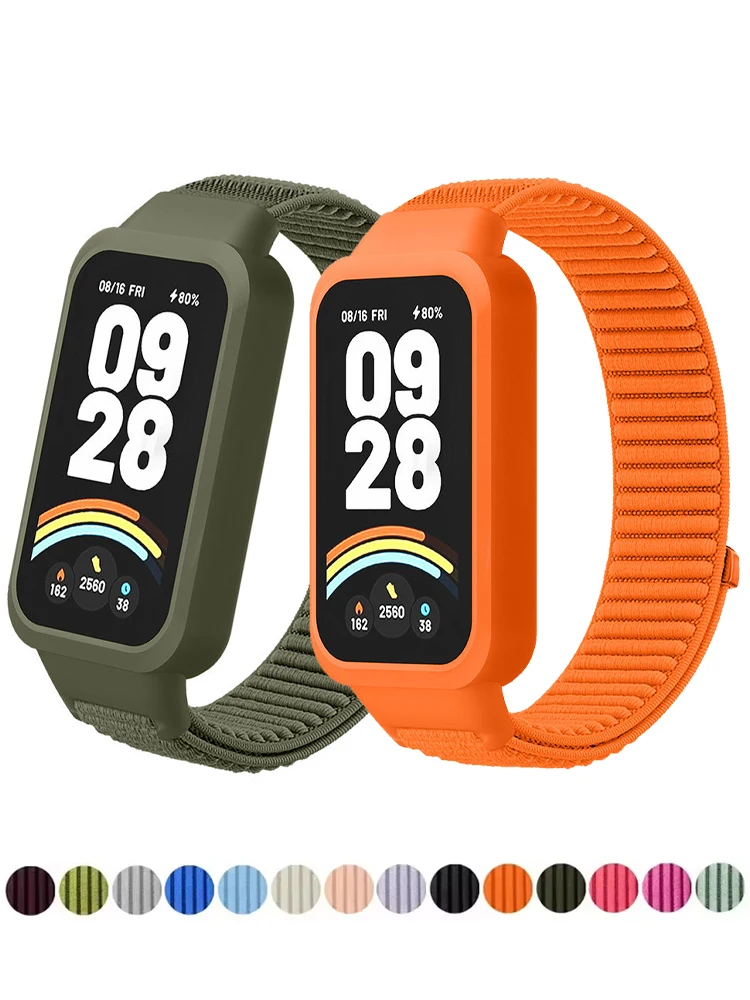 Strap for Redmi Band 3/Xiaomi Smart Band 9 Active Smartwatch Bracelet Correa Nylon Fabric Sport Loop For Xiaomi Band 9 Active