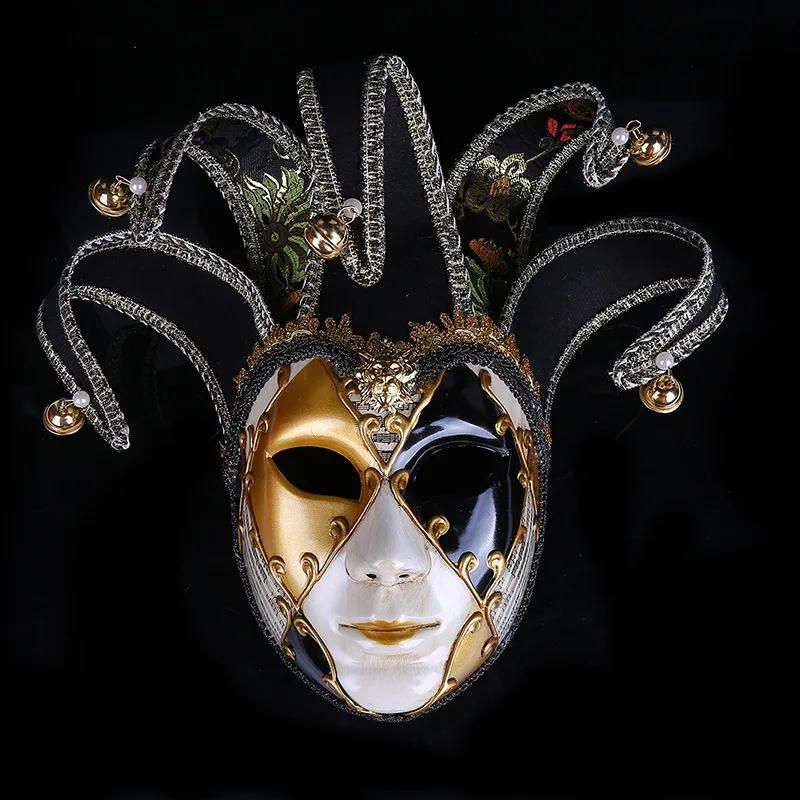 Mardi Gras Mask Baroque Venetian Mask Masquerade Halloween Vintage Jester Full Face Mask for Venice Carnival Party