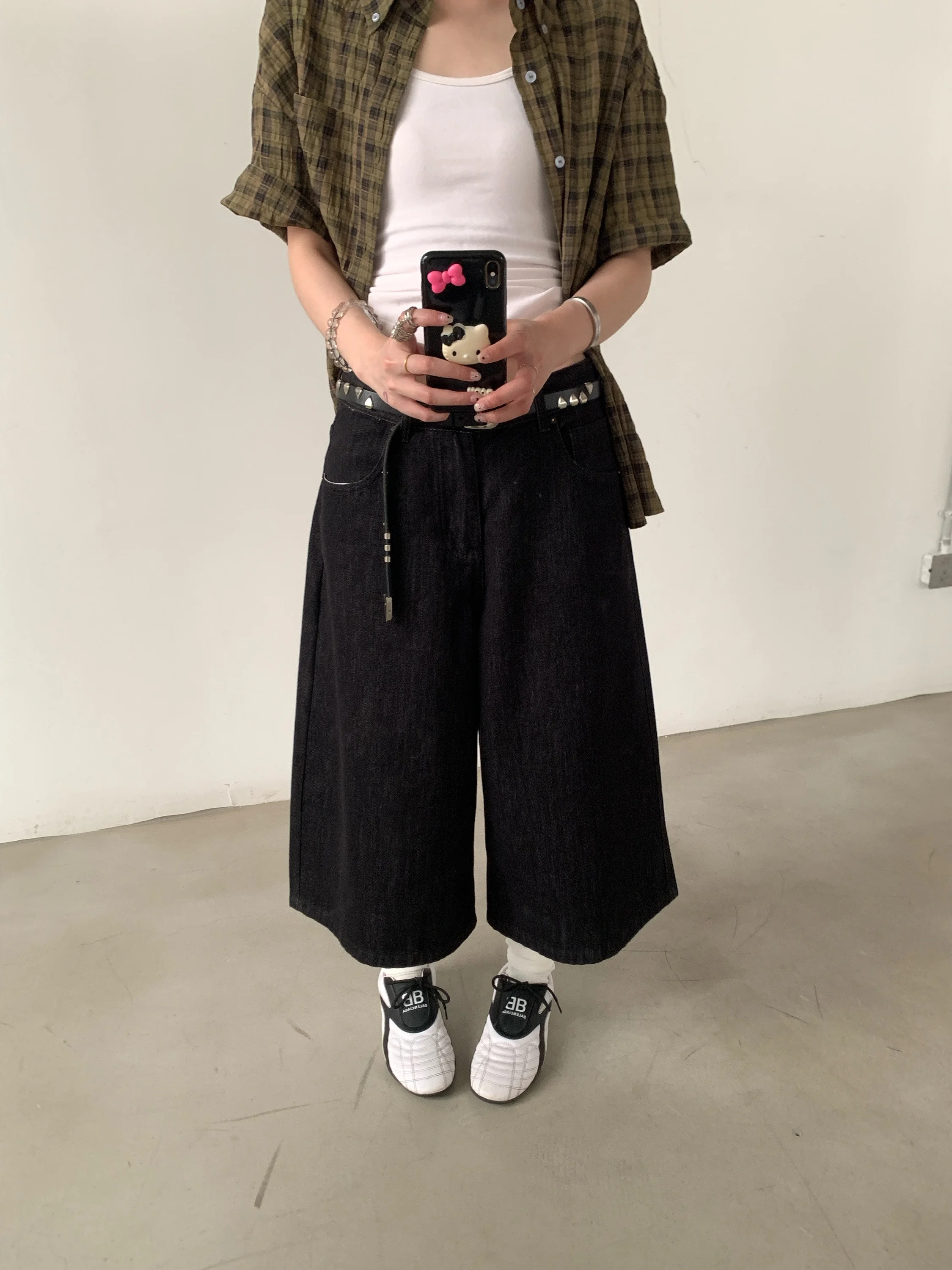 XXDIRLY جينز أمريكي بسيط عالي الجودة فضفاض مستقيم الساق جينز نسائي غير رسمي متوسط الطول صيفي l الخصر