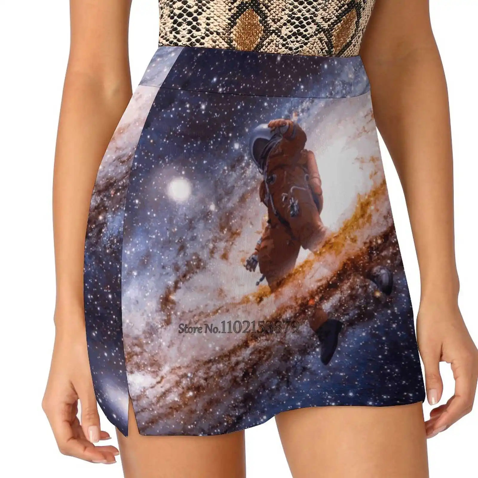 

Elevate Summer Women's shorts Skirt 2 In 1 Fitness Yoga Skirt Tennis Skirts Space Stars Universe Sun Moon Rocket Science Galaxy