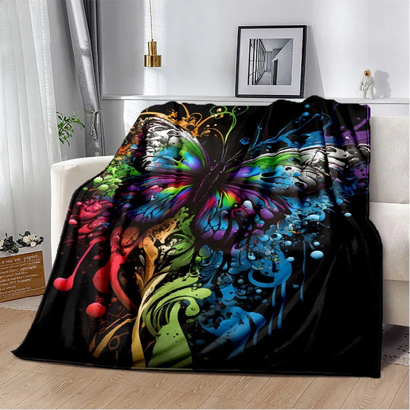 Fantasy Butterfly Flower Cartoon Blanket,Soft Throw Blanket for Home Living Room Bedroom Bed Sofa Couch Picnic Travel Office