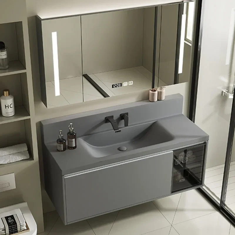 #Small Makeup Storage Bathroom Cabinet Large White Nordic Full Sets Bathroom Cabinet Mirror Floor Armoire De Rangement Furniture