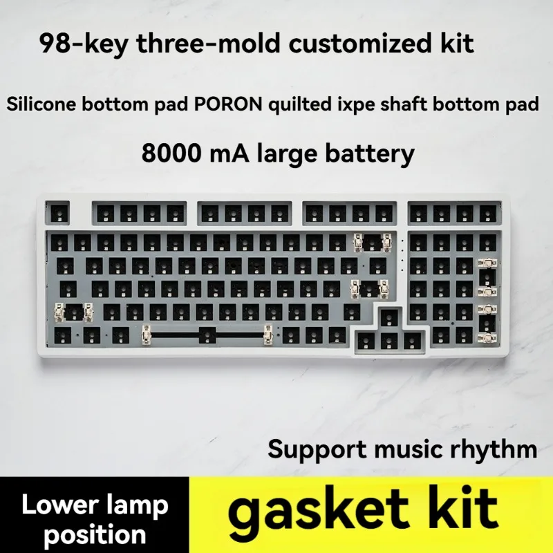 

GK98 Mechanical Keyboard Kit Bluetooth Wireless Hot Swap Tri-mode RGB Customization Gasket Mute Game Keyboard Accessories DIY