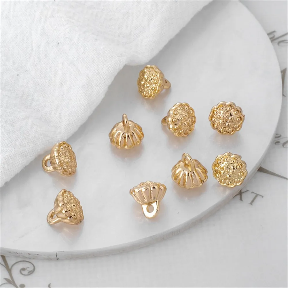 14K Gold Lotus Seed Shower Head, Small Pendant, DIY Bracelet, Necklace, Earrings, Jewelry, 8mm