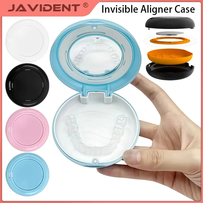 Dental Silicone Pad Storage Case for Clear Aligners Features Magnetic Closure Ventilation Holes and A Mirror Dental Supplies