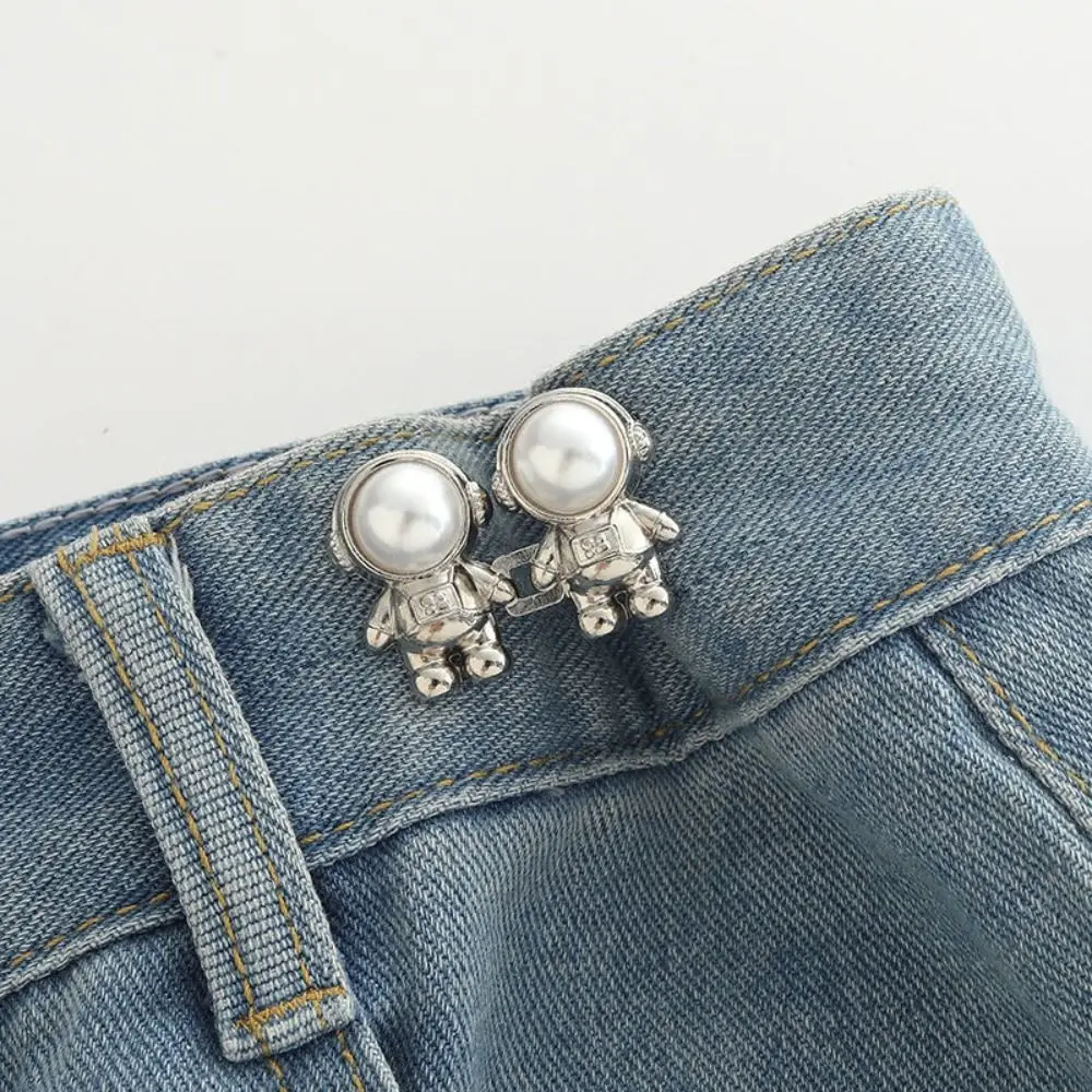 Alloy Spaceman Pants Button Tightener Waist Buckle Adjustable Astronaut Jean Fit Tighten Buckles Waist Clip Button Clasps