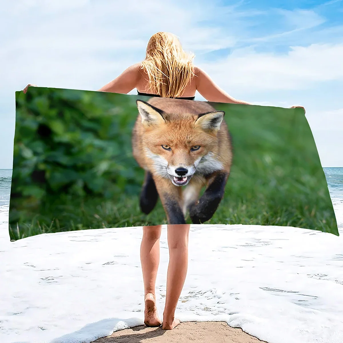 Soft Bath Towels Fox Print Oversized Quick Dry Sand Free Bathing Beach Camping Towel Soft Absorbent for Women Men Girls Boys