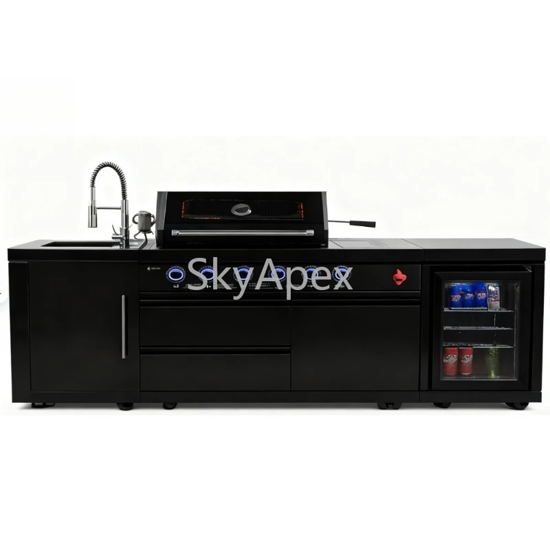 All 304 Stainless Steel High end Modular Outdoor Kitchen Aluminum BBQ  Pizza  Oven  Sink  AntiRust  Durable  Courtyard  Backyard
