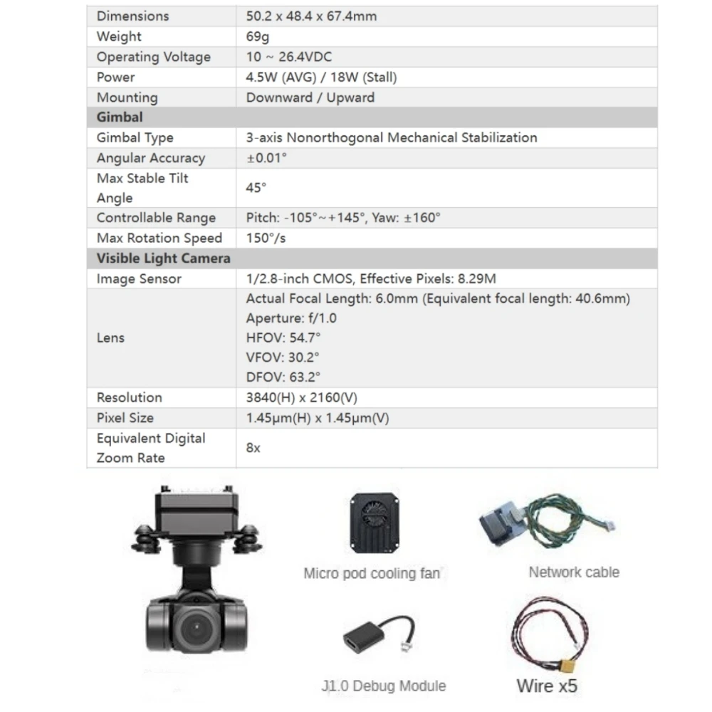 NCZOBOECamera with AI Smart Identify Tracking Z-1Mini Intelligent 4KFull-Color Night Vision Micro Pod 3-axis Gimbal Zoom Gimbal