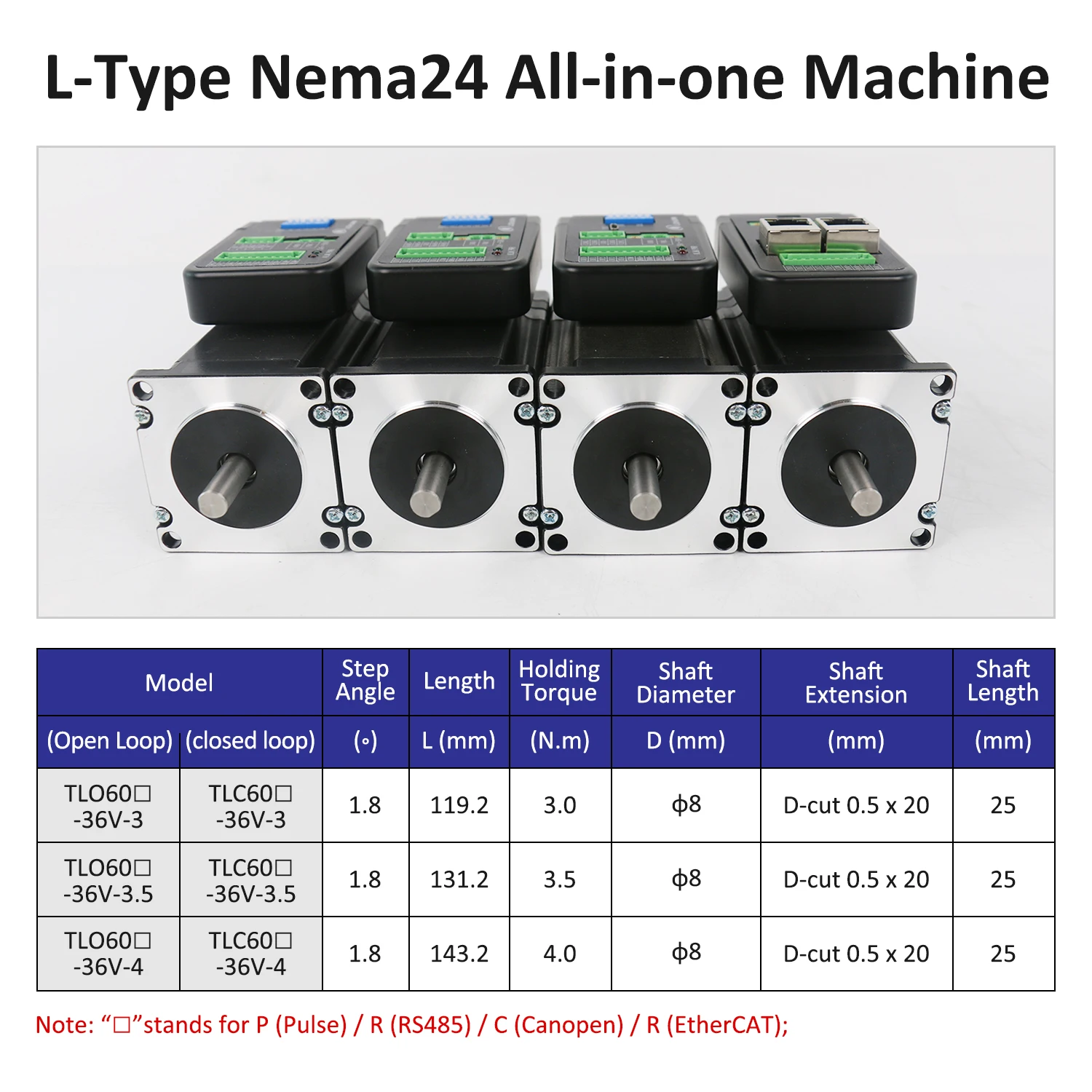 Lichuan 36V 4A 1000PPR Stepper Motor Integrated Controller 3/3.5/4N.m 2Phase Nema24 Closed Loop Integrated Stepper Motors Driver