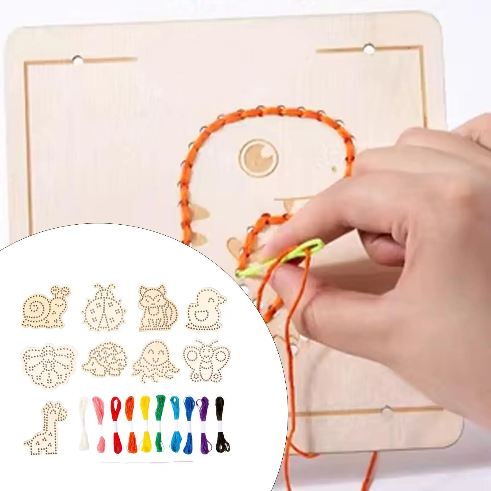 Wooden Lacing Toy Threading Toy,Sensory Toy,Sewing Art Montessori Early Education for Age 1 2 3 4 Children Kids Gifts