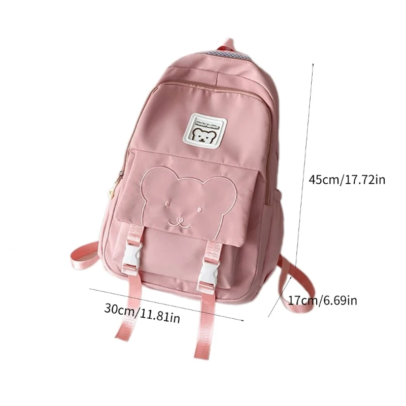 Bear Backpack Waterproof Nylon Backpack Large College Backpack Casual Book Bag Travel Daypack for Teen Student 066C