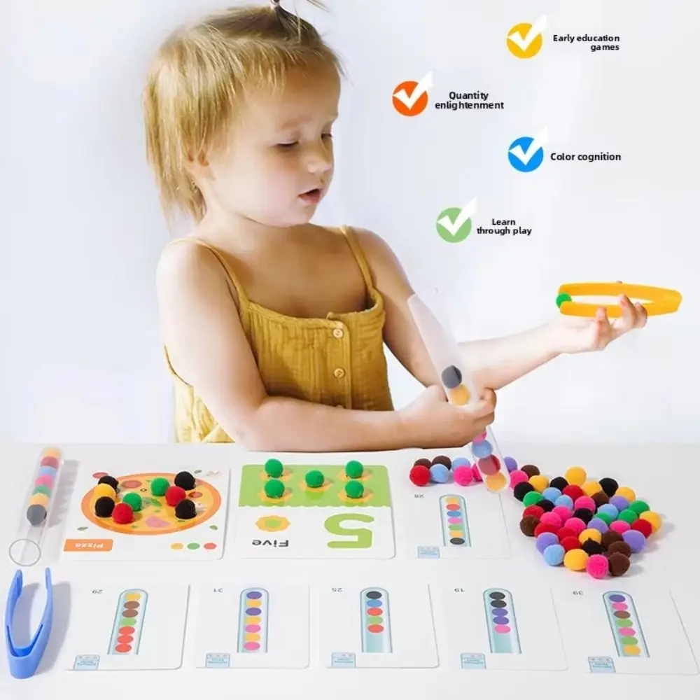 Paper Clamp Plush Ball Montessori Toys Color Sorting Pattern Children Classification Toys Color Recognition Multipurpose