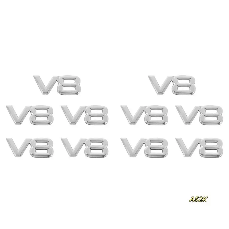 

10Pcs 7.5X3.5Cm Auto Car V8 Stickers 3D Chrome Sticker Badge Emblem