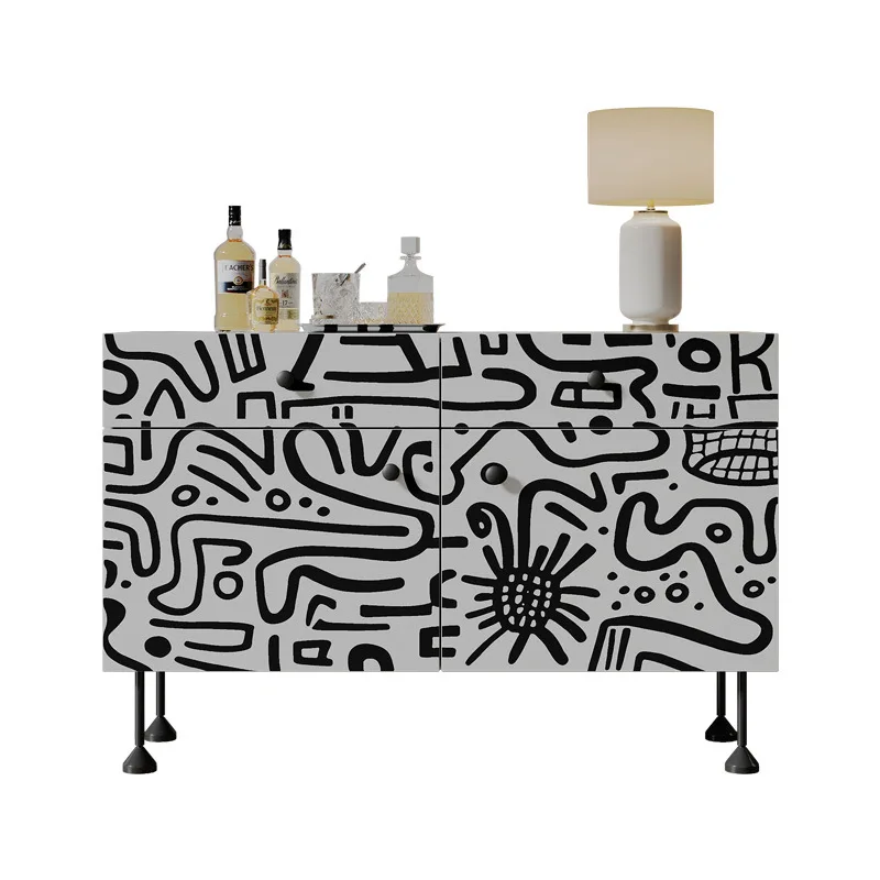 

side cabinet household living room storage decorative cabinet modern graffiti hand-painted porch cabinet with drawers
