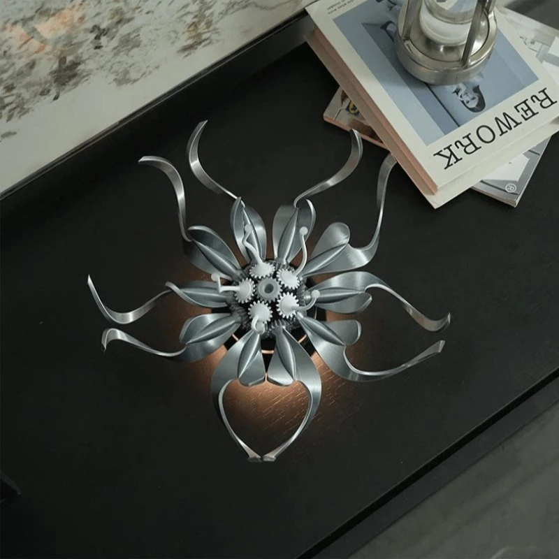 Fleur mécanique RGB, sculpture cinétique imprimée en 3D pour bureau, œuvre d'art dynamique fascinante et cadeau créatif pour lui et elle