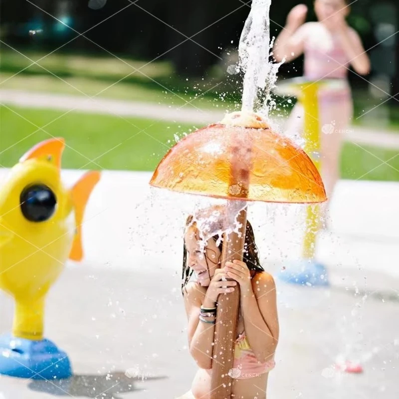 Splash Pad Equipment Mushroom Umbrella Water Spray Stainless Steel Kids Water Play Equipment for Public Water Park  Playground