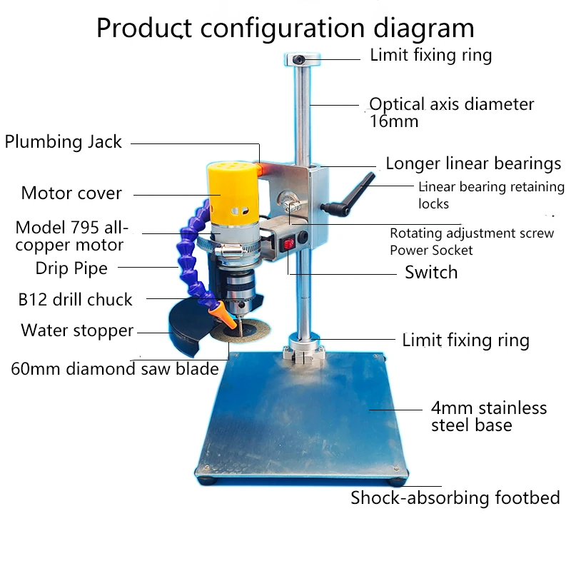 110V-220V wine bottle cutting tools home small tea cans electric ceramic glass flower pot punching table grinding machine