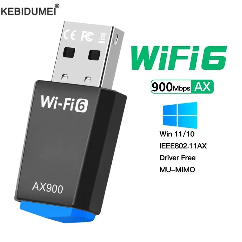 900M Wi-Fi 6 Drive adaptor USB gratis kartu jaringan nirkabel 2.4G/5.8G Dual Band WiFi Ethernet adaptor sinyal stabil untuk PC Laptop