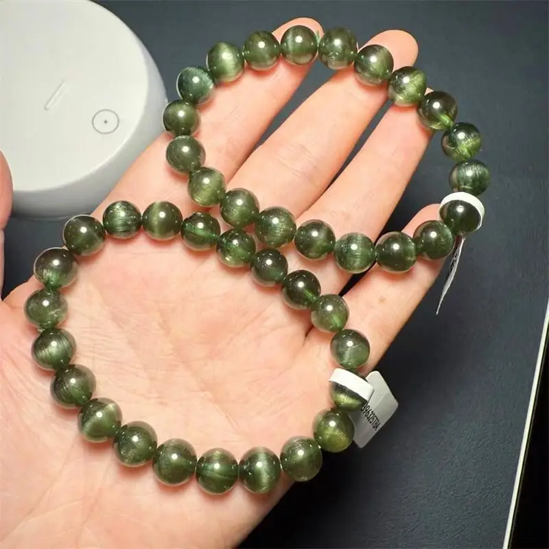 

Natural Green Apatite Cat Eye Quartz Bracelet Crystal Reiki Healing Gemstone Fashion Jewelry Holiday Gift 1pcs 8/9MM