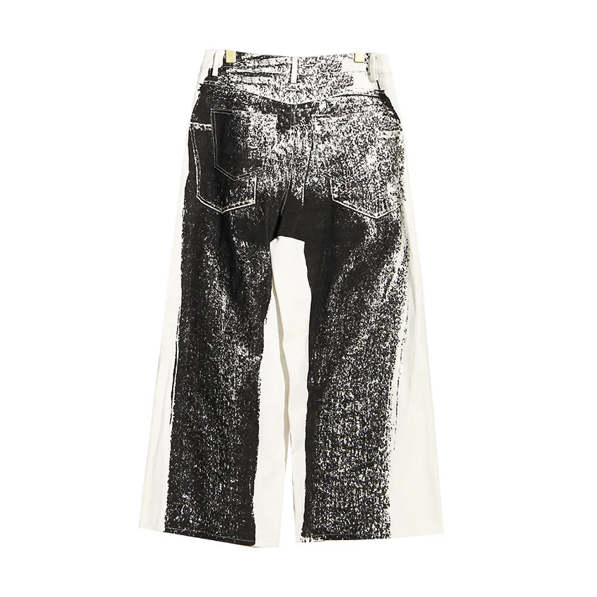 Casual Pants for Women Spring and Summer New Niche Fashion Three-dimensional Printed Jeans High Waisted Loose Wide-leg Pants